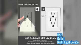Stopkontak USB Dengan Lampu Malam 15A 125V