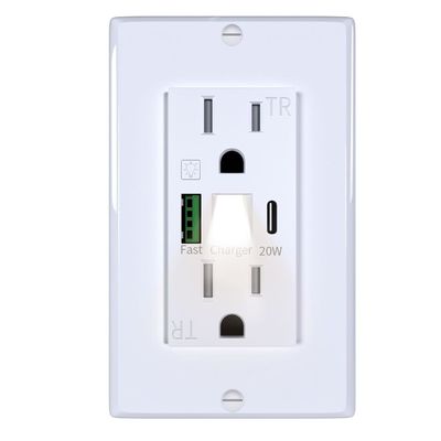 125V AC 15A Night Light USB Outlet Hotel Wall Light with USB C Port and Outlet